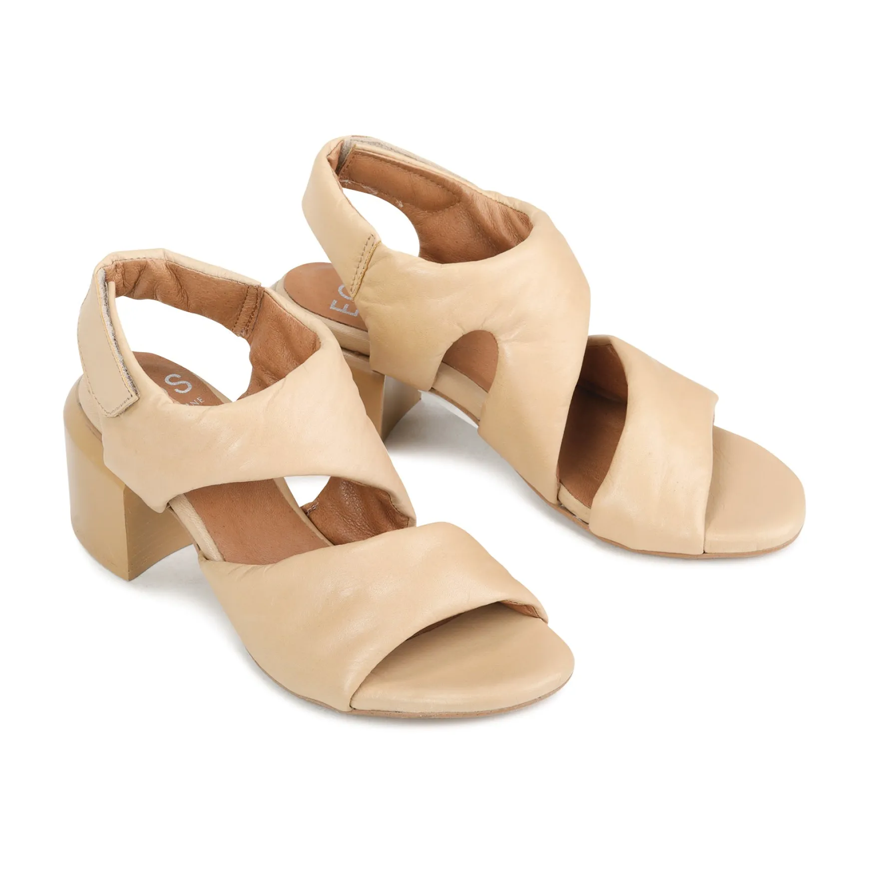 CHARBEL LEATHER BLOCK HEEL SANDALS>EOS Footwear Shop