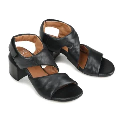 CHARBEL LEATHER BLOCK HEEL SANDALS><noscript><img width=