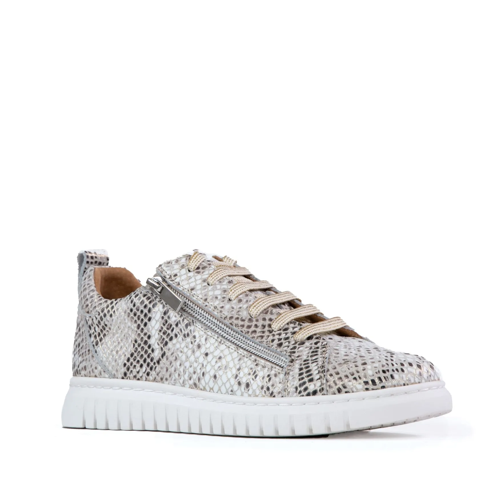 CLARAH DOUBLE ZIPPER SNEAKER LEATHER>EOS Footwear Outlet