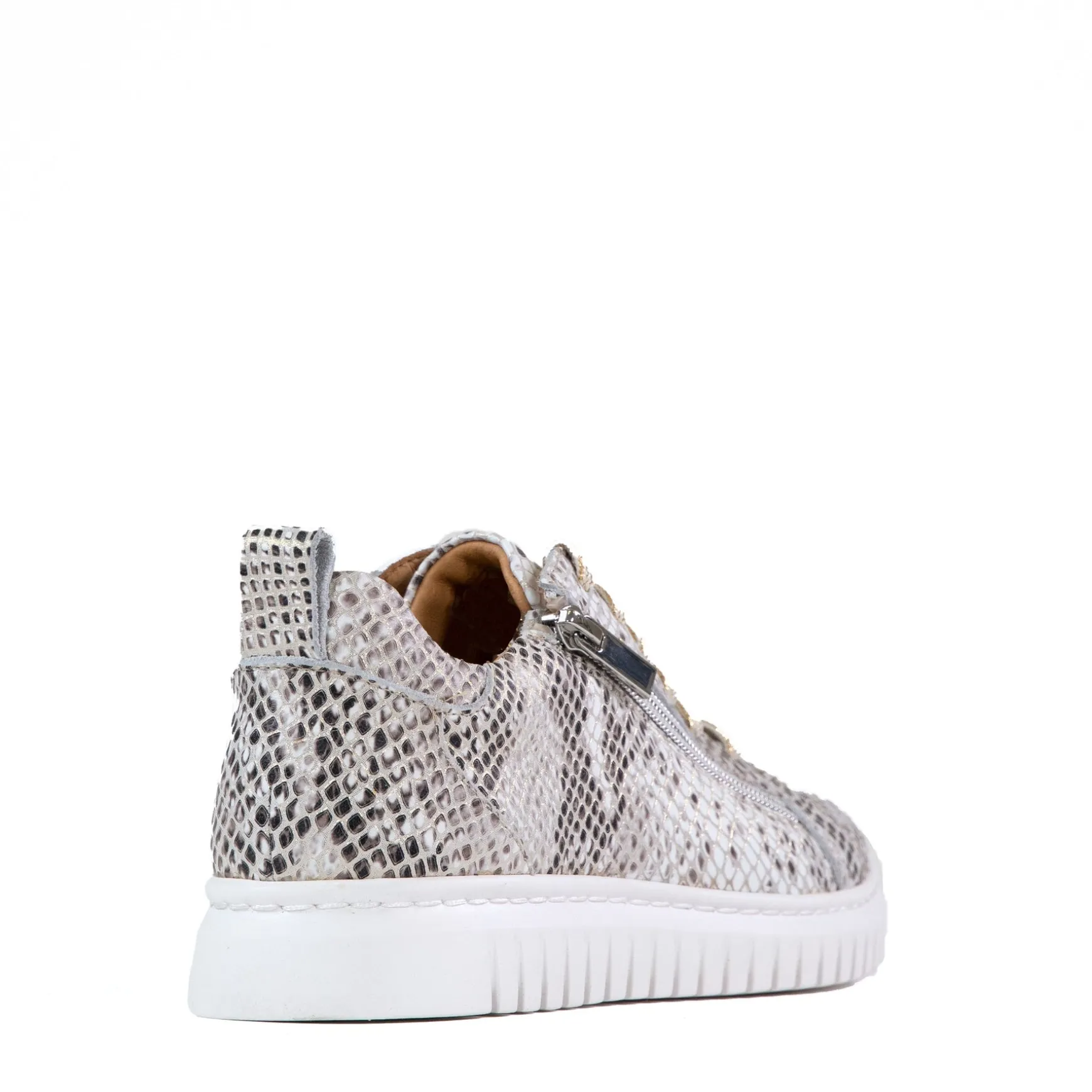 CLARAH DOUBLE ZIPPER SNEAKER LEATHER>EOS Footwear Outlet
