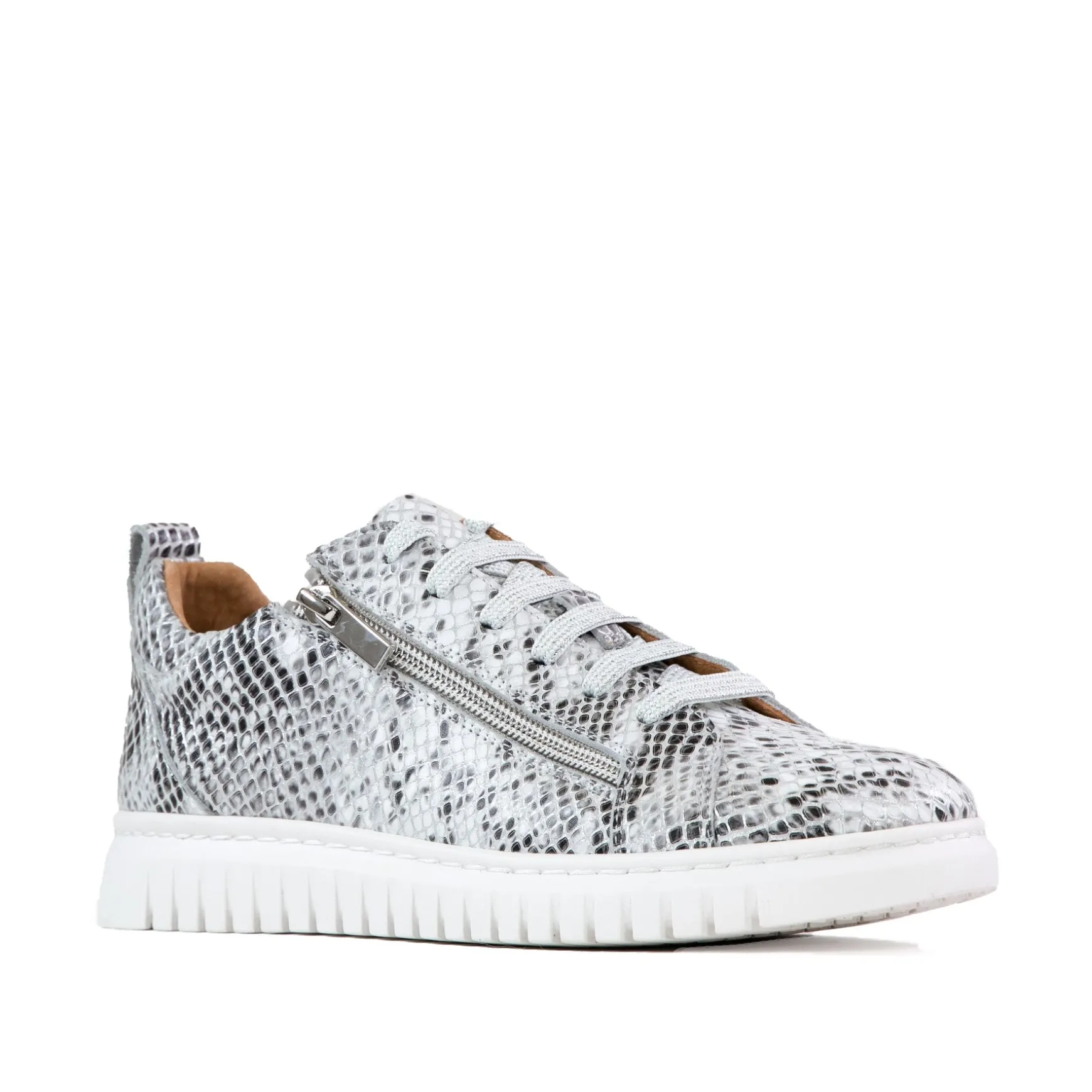 CLARAH DOUBLE ZIPPER SNEAKER LEATHER>EOS Footwear Outlet