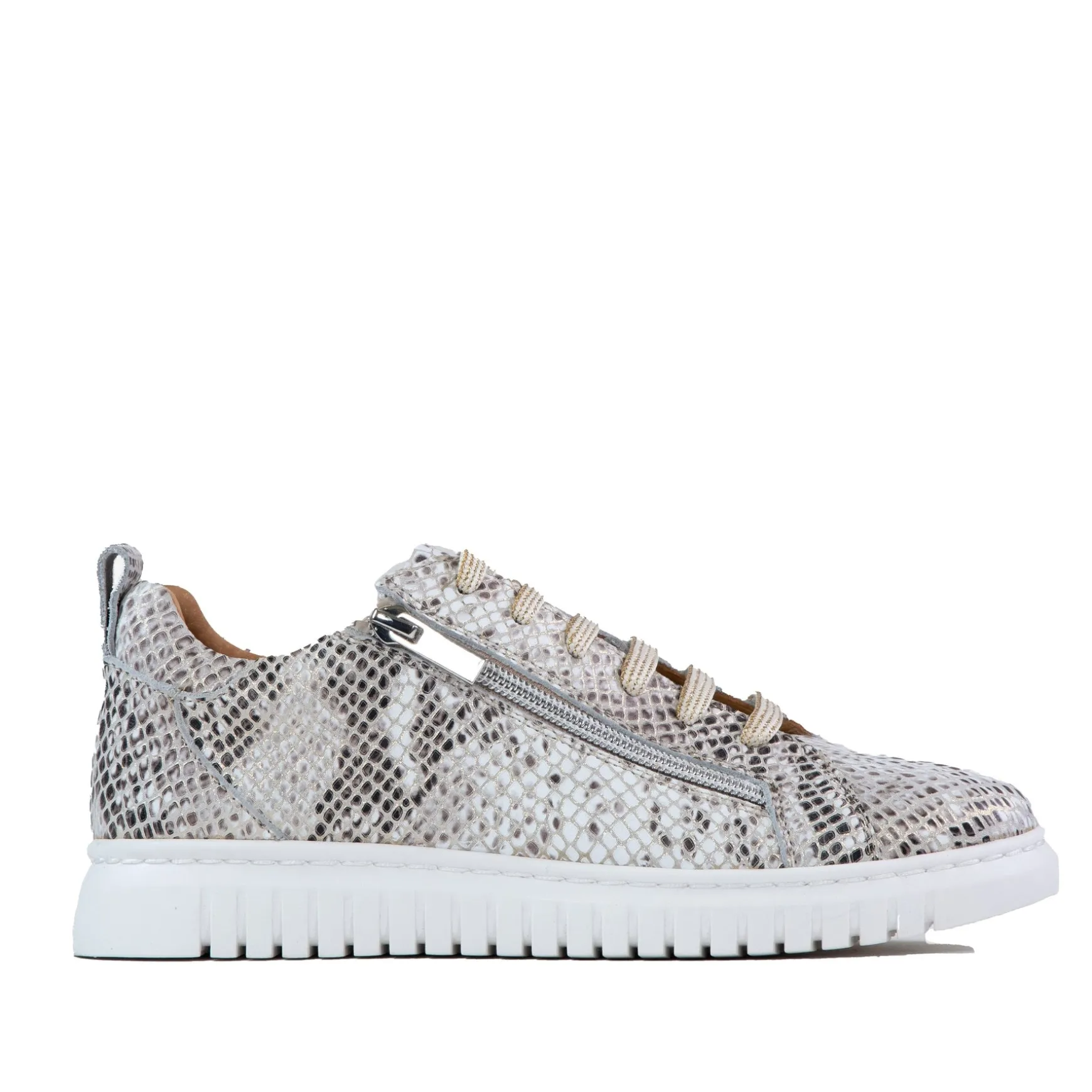 CLARAH DOUBLE ZIPPER SNEAKER LEATHER>EOS Footwear Outlet