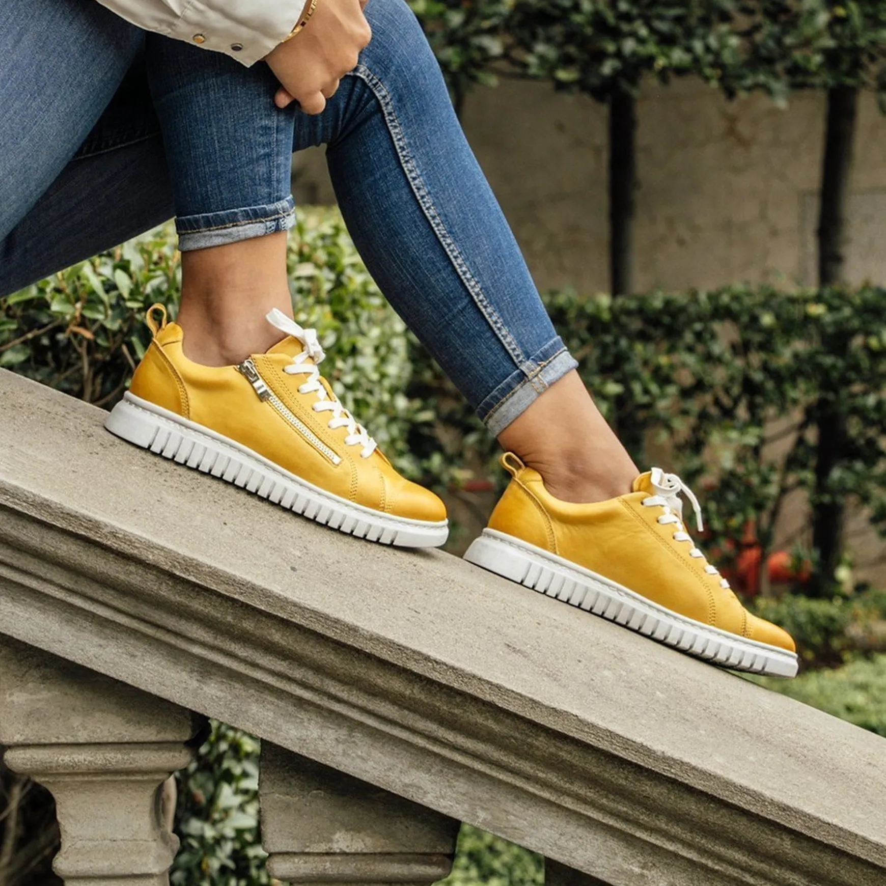 CLARENCE LOW-TOP ZIPPER SNEAKER LEATHER>EOS Footwear New