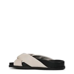CROSS LEATHER SLIDE SANDALS><noscript><img width=