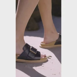 DEDE SLIDE LEATHER SANDALS><noscript><img width=