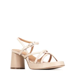 DORIANO LEATHER HEEL SANDALS><noscript><img width=