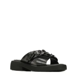 ELEASE LEATHER SLIDE HEEL SANDALS><noscript><img width=