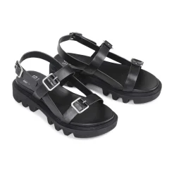 FLICKER LEATHER SANDALS><noscript><img width=