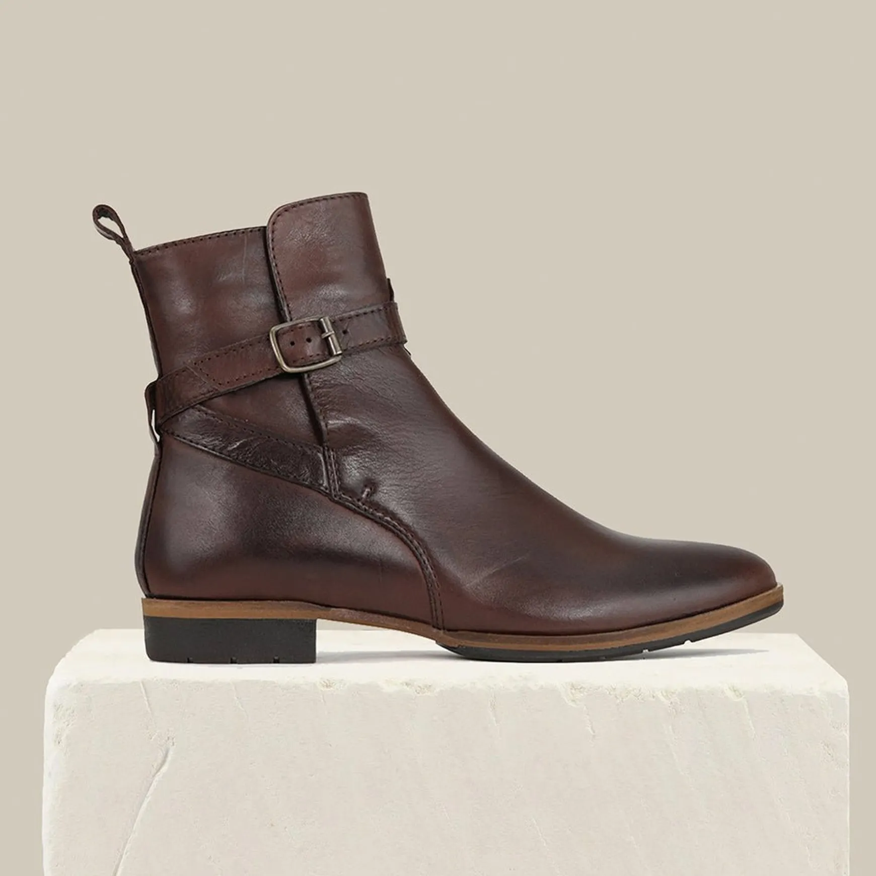 GABBI BUCKLE ANKLE BOOTS LEATHER>EOS Footwear Cheap