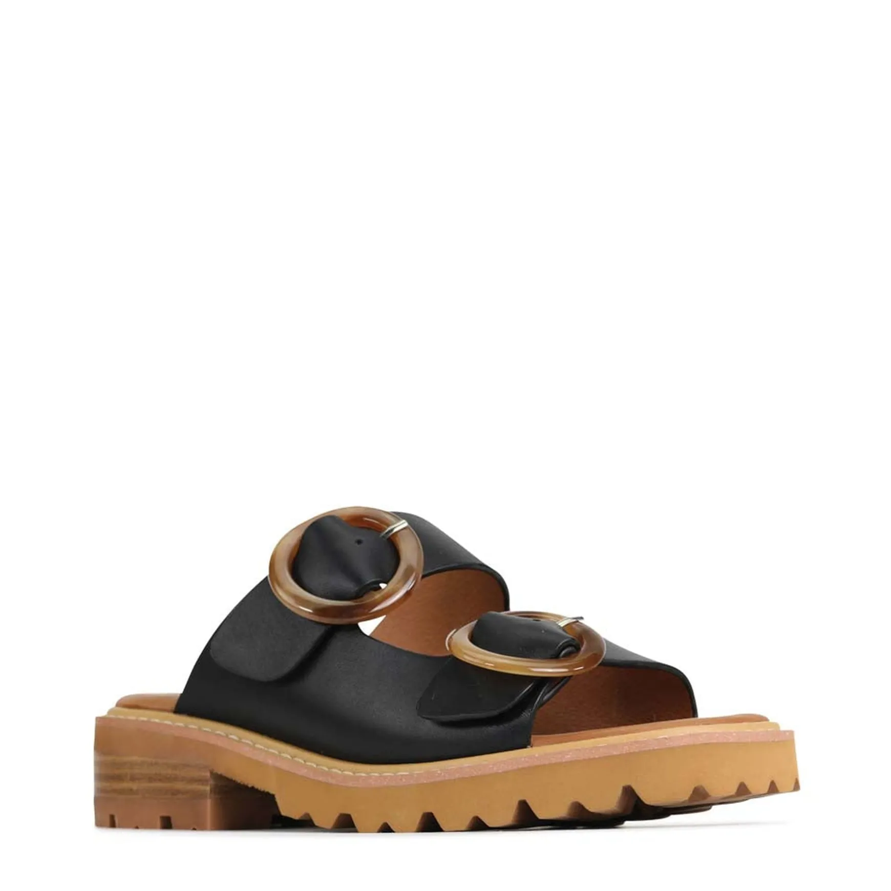 GILA BLOCK HEEL SLIDES LEATHER>EOS Footwear Store
