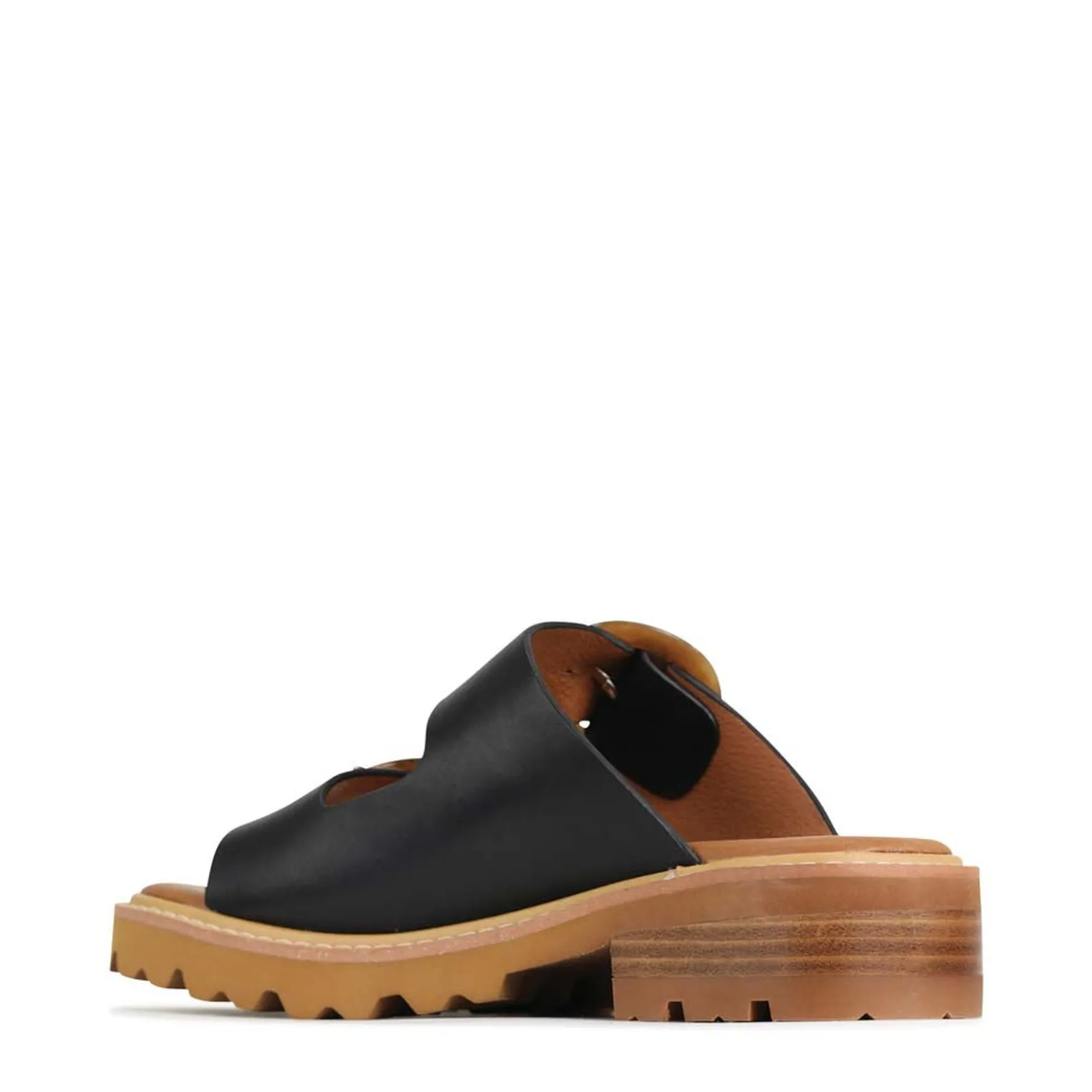 GILA BLOCK HEEL SLIDES LEATHER>EOS Footwear Store