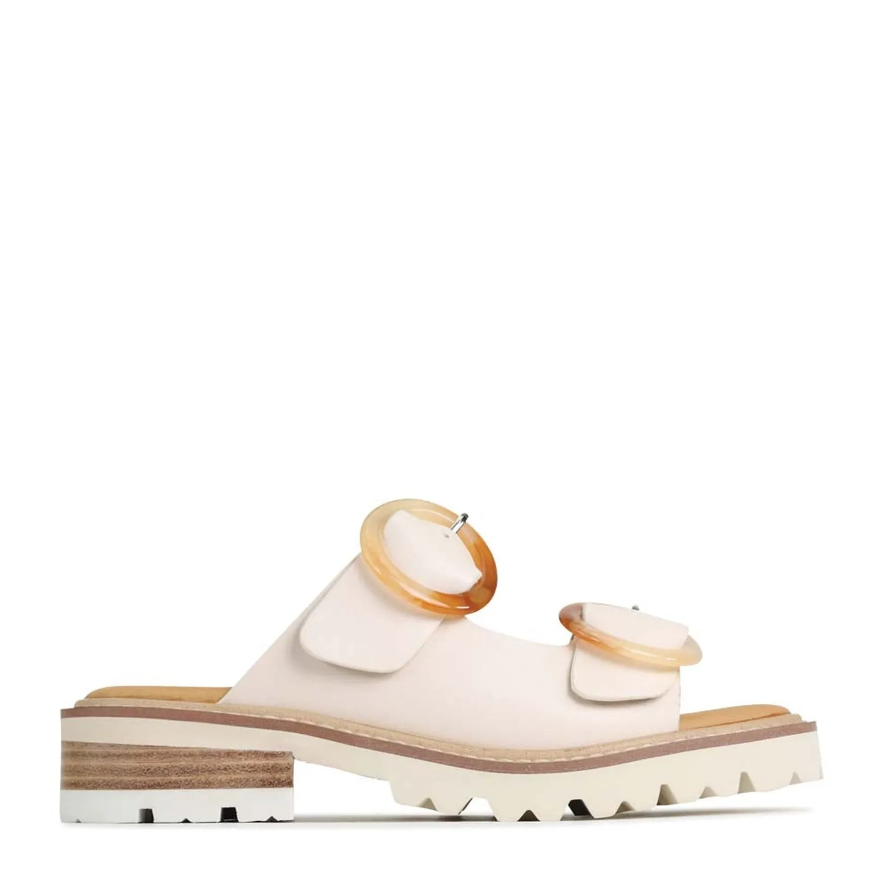 GILA BLOCK HEEL SLIDES LEATHER>EOS Footwear Store