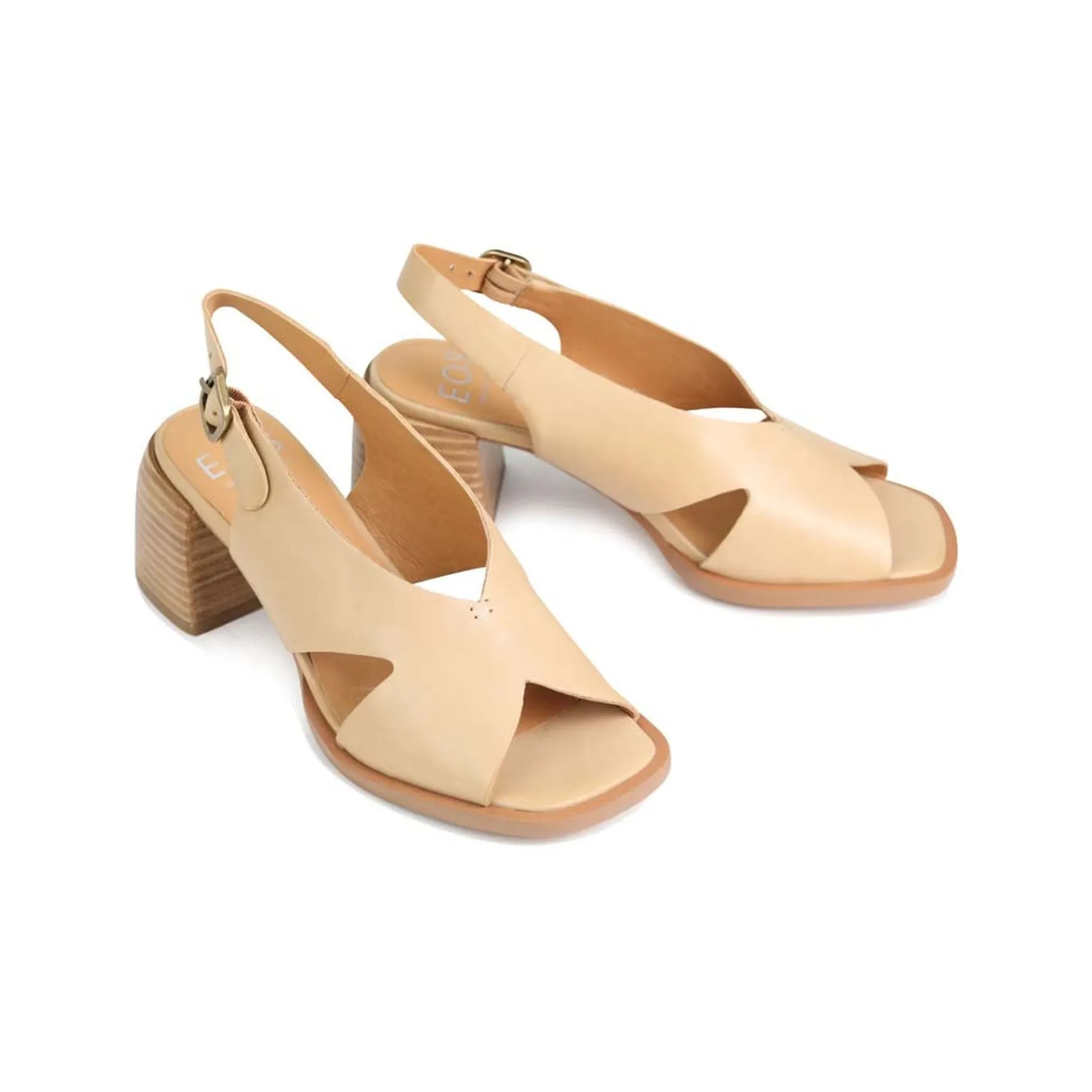 ISADORA LEATHER BLOCK HEEL SANDALS>EOS Footwear Discount