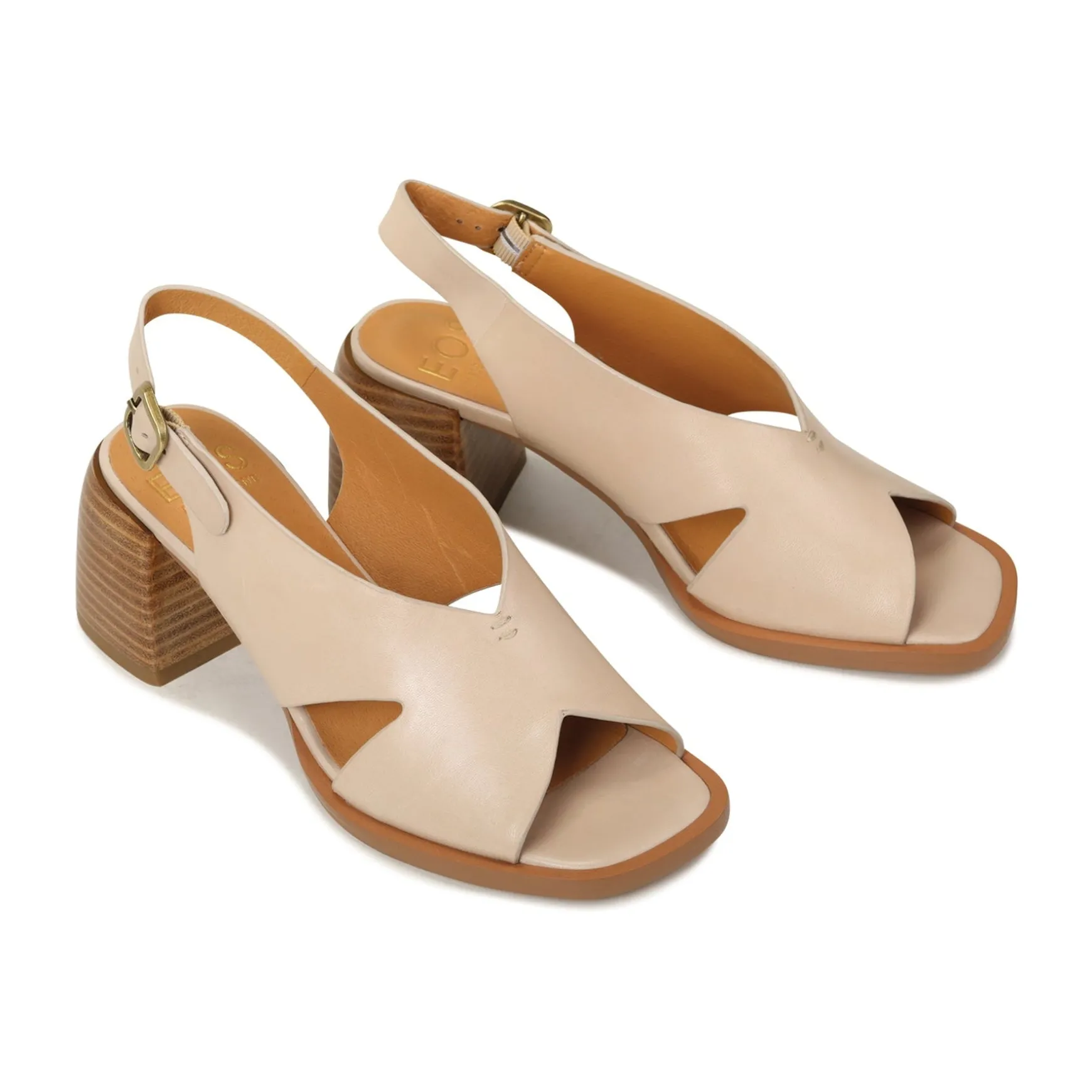 ISADORA LEATHER BLOCK HEEL SANDALS>EOS Footwear Discount