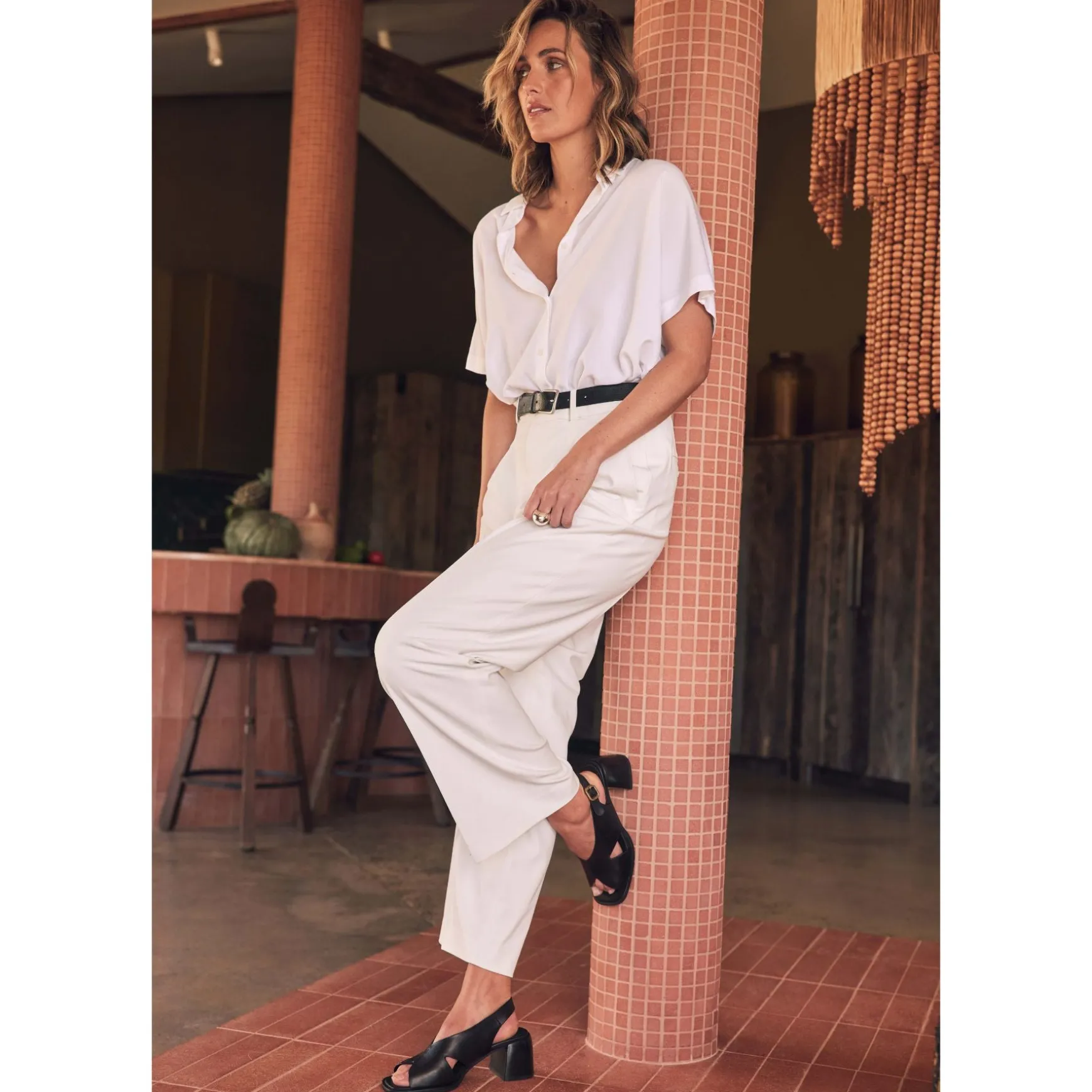 ISADORA LEATHER BLOCK HEEL SANDALS>EOS Footwear Discount