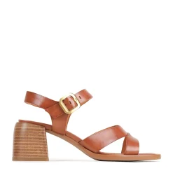 ISOKEN LEATHER BLOCK HEEL SANDALS>EOS Footwear Cheap