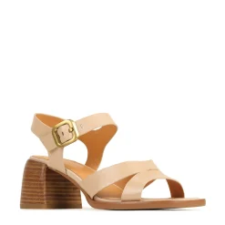 ISOKEN LEATHER BLOCK HEEL SANDALS><noscript><img width=