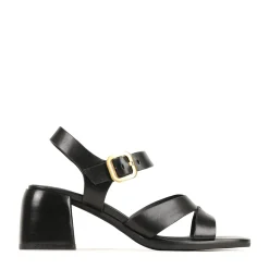 ISOKEN LEATHER BLOCK HEEL SANDALS><noscript><img width=