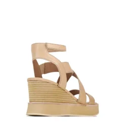 JUNI LEATHER STRAPPY WEDGE SANDALS><noscript><img width=