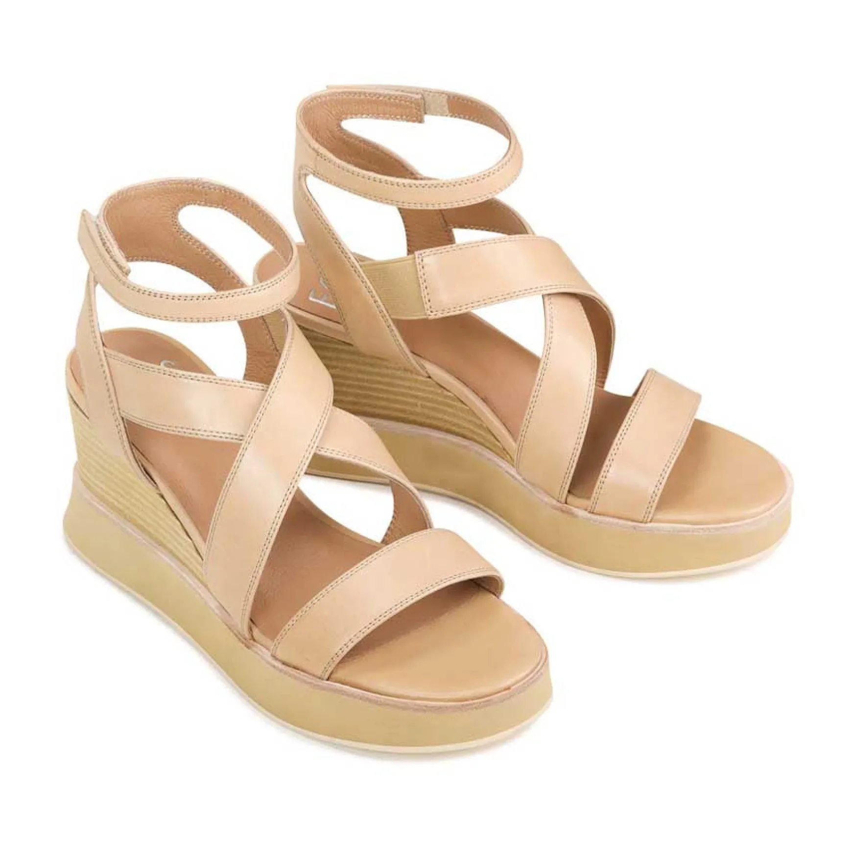 JUNI LEATHER STRAPPY WEDGE SANDALS>EOS Footwear Sale