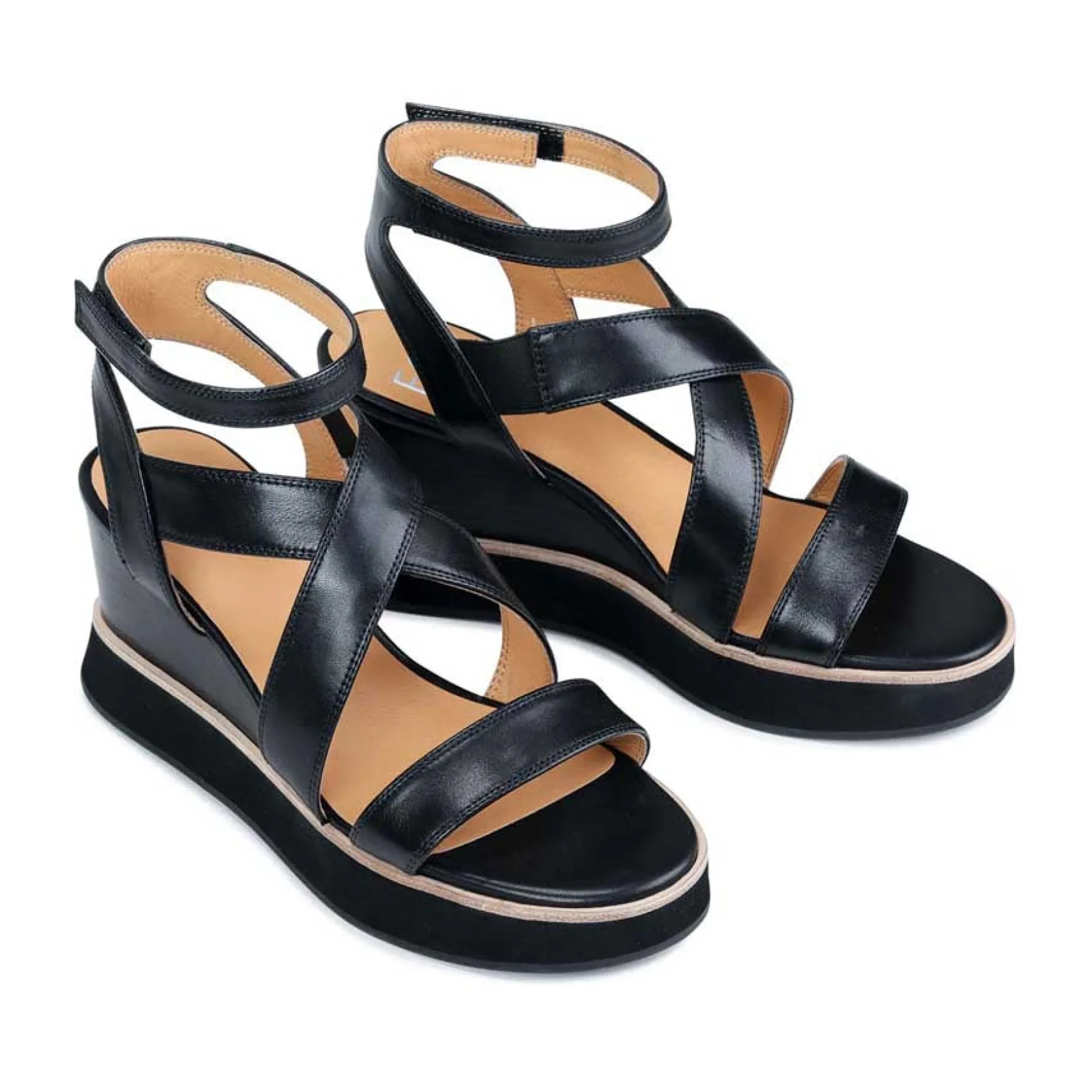 JUNI LEATHER STRAPPY WEDGE SANDALS>EOS Footwear Sale