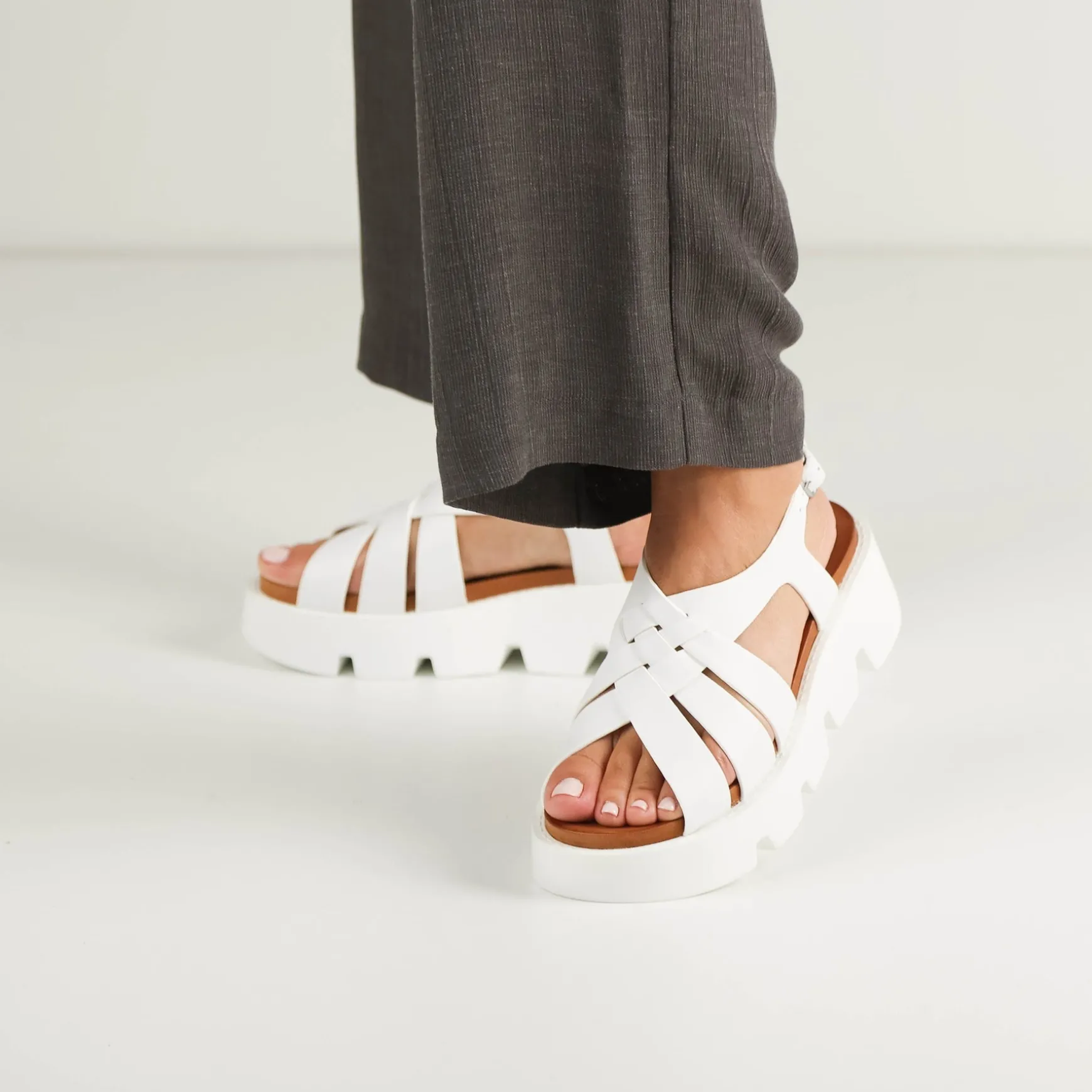 KAILYN PLATFORM ANKLE STRAP SANDALS LEATHER>EOS Footwear Sale