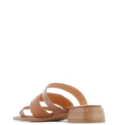 LATTICE LEATHER BLOCK HEEL SANDALS><noscript><img width=