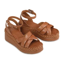 MELANA LEATHER WEDGE SANDALS><noscript><img width=