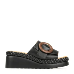 MENA LEATHR WEDGE SLIDE SANDALS>EOS Footwear Best