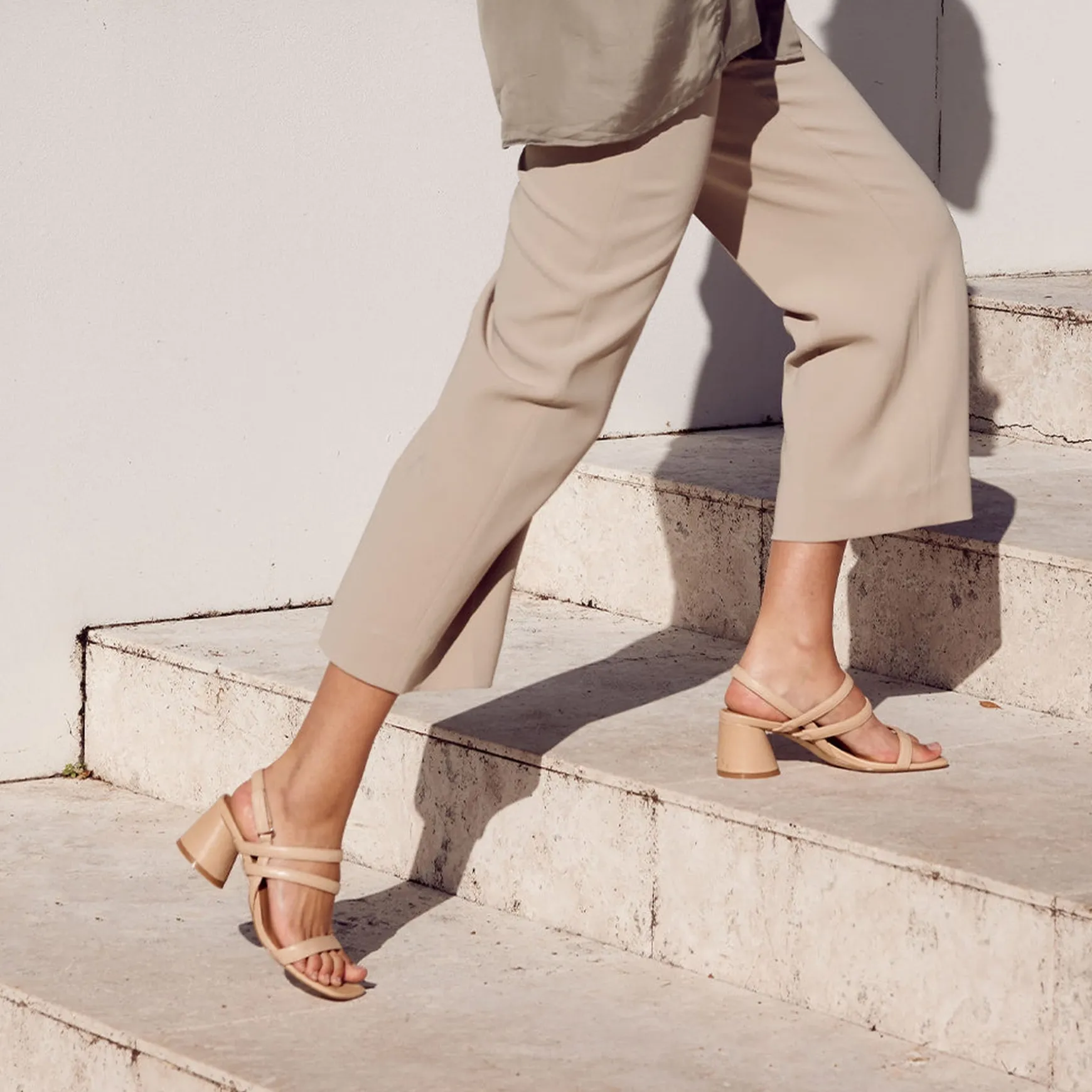 PETELLA LEATHER BLOCK HEEL SANDALS>EOS Footwear Best Sale