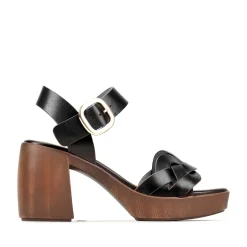 SPIRITED LEATHER BLOCK HEEL SANDALS>EOS Footwear Online