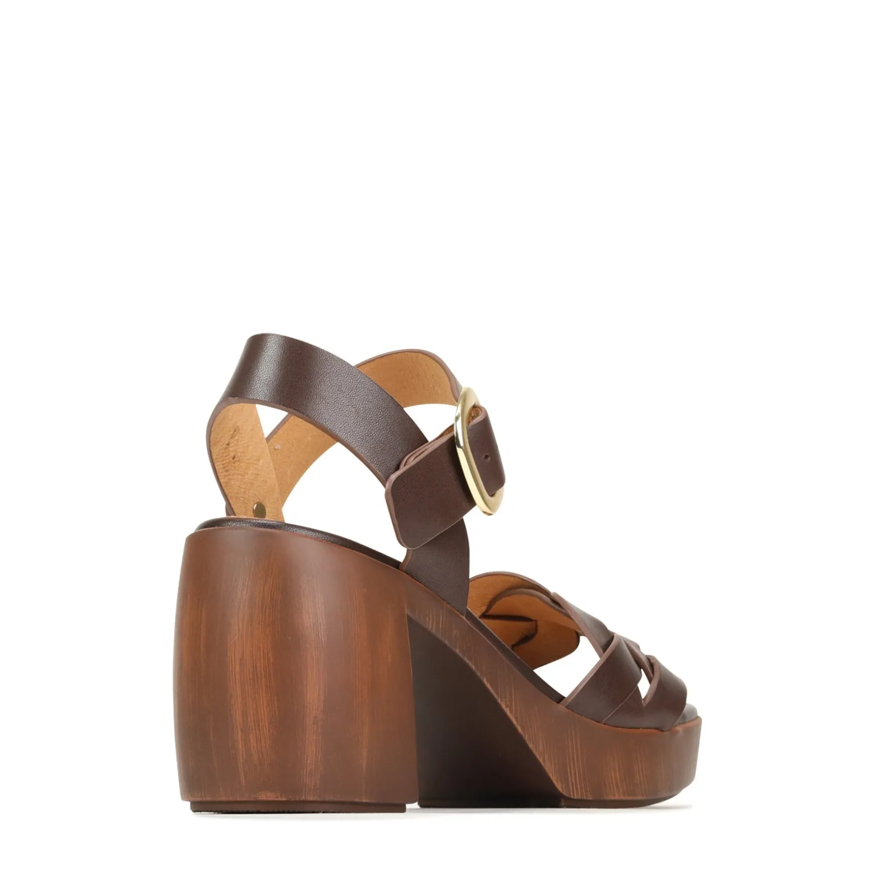 SPIRITED LEATHER BLOCK HEEL SANDALS>EOS Footwear Online