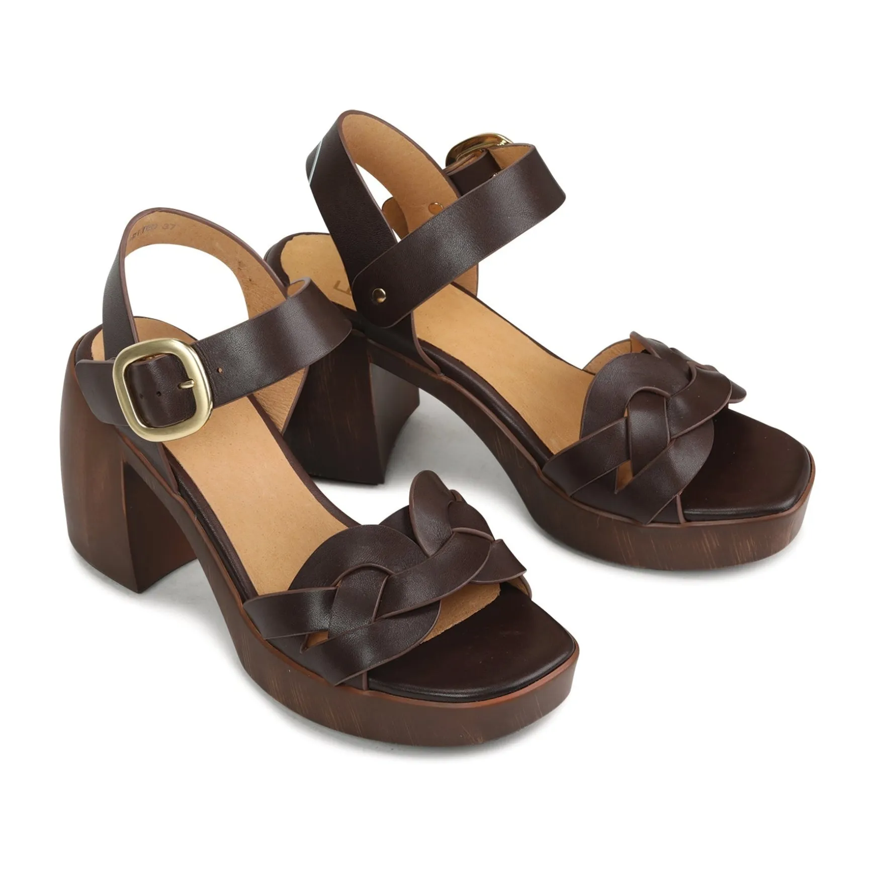 SPIRITED LEATHER BLOCK HEEL SANDALS>EOS Footwear Online