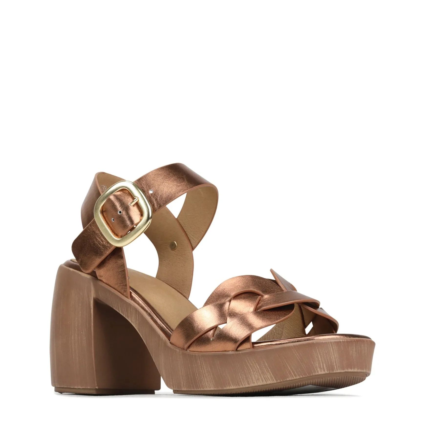 SPIRITED LEATHER BLOCK HEEL SANDALS>EOS Footwear Online