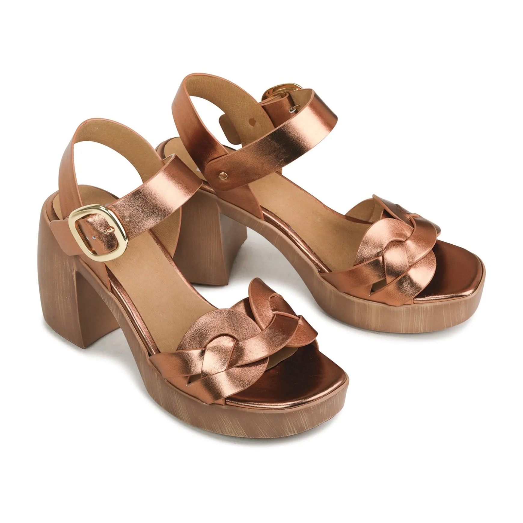 SPIRITED LEATHER BLOCK HEEL SANDALS>EOS Footwear Online