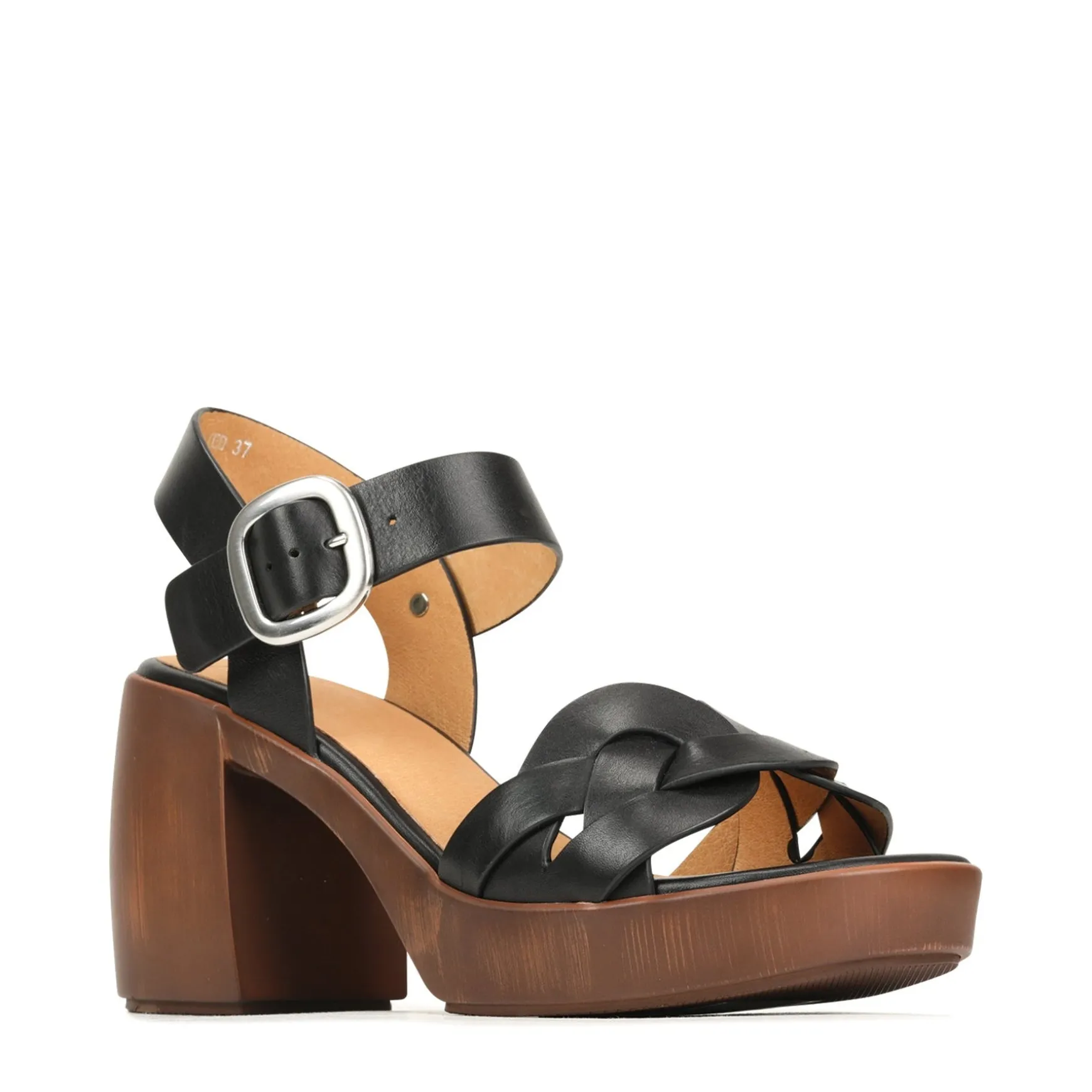 SPIRITED LEATHER BLOCK HEEL SANDALS>EOS Footwear Online