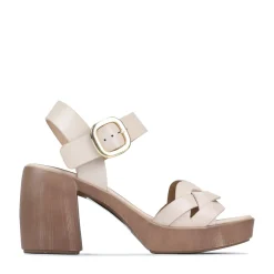 SPIRITED LEATHER BLOCK HEEL SANDALS><noscript><img width=