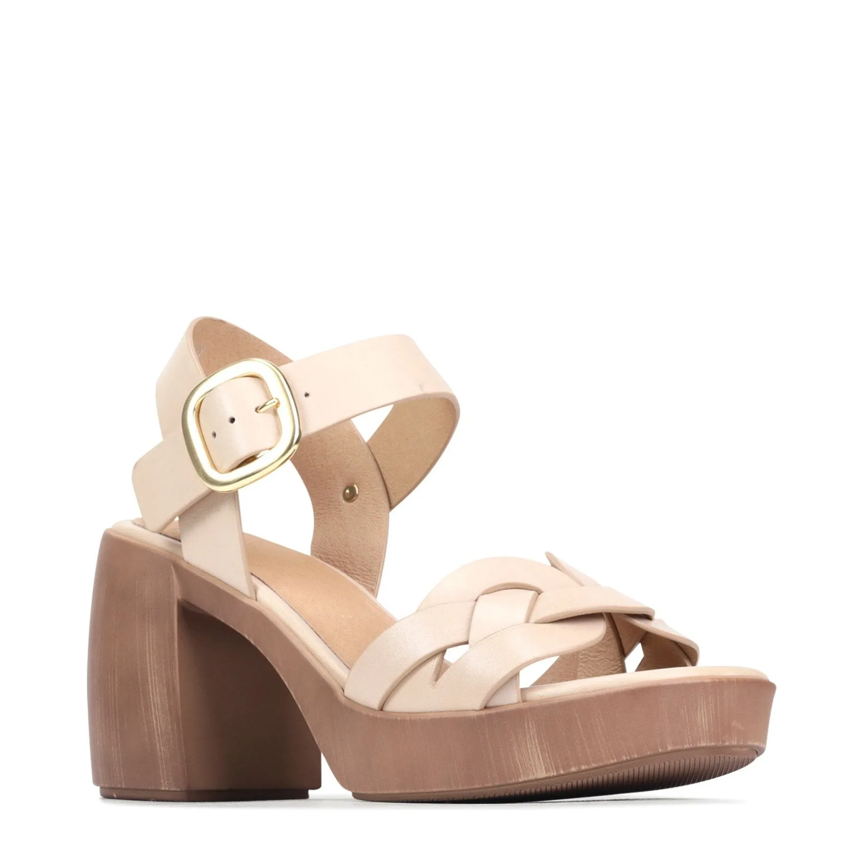SPIRITED LEATHER BLOCK HEEL SANDALS>EOS Footwear Online