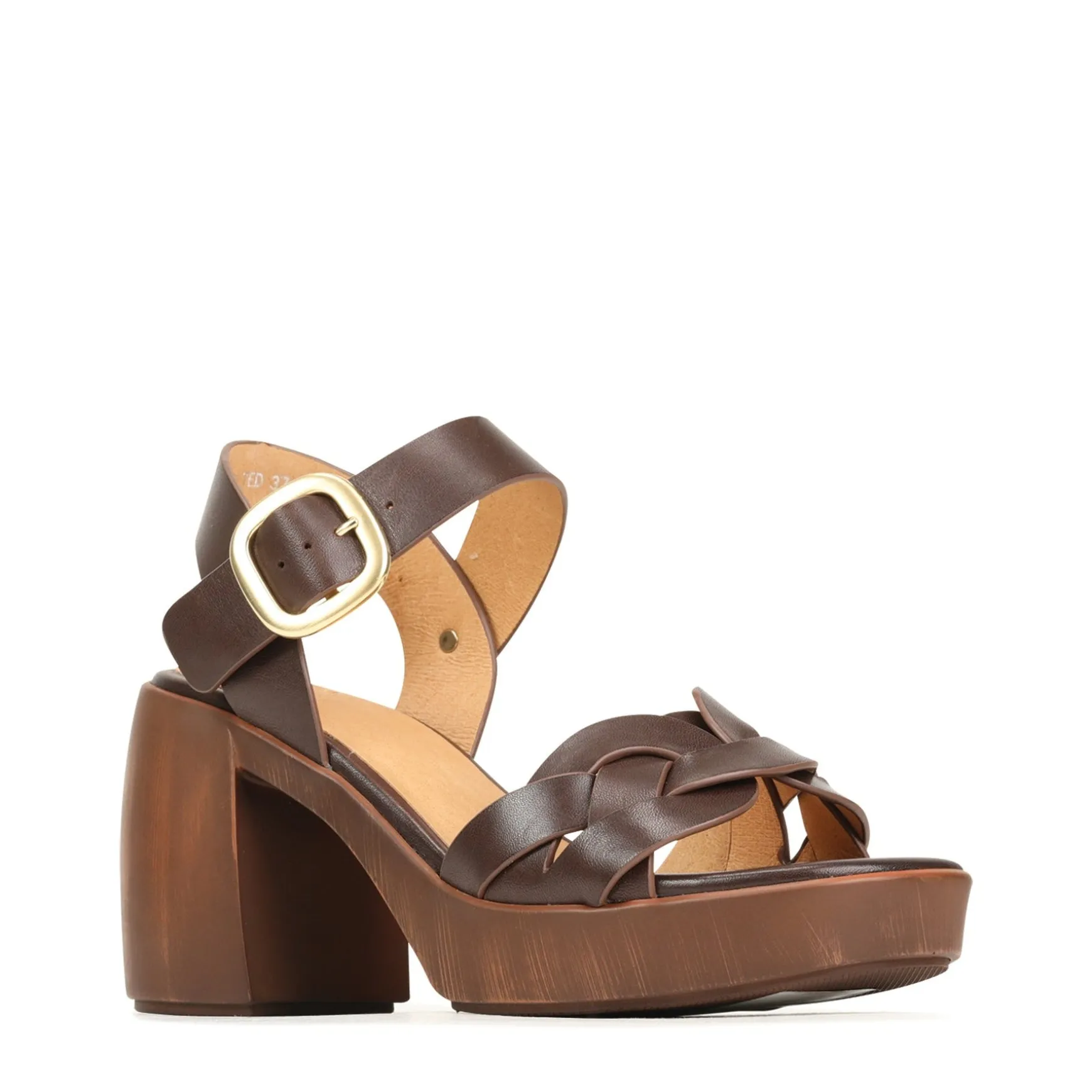 SPIRITED LEATHER BLOCK HEEL SANDALS>EOS Footwear Online