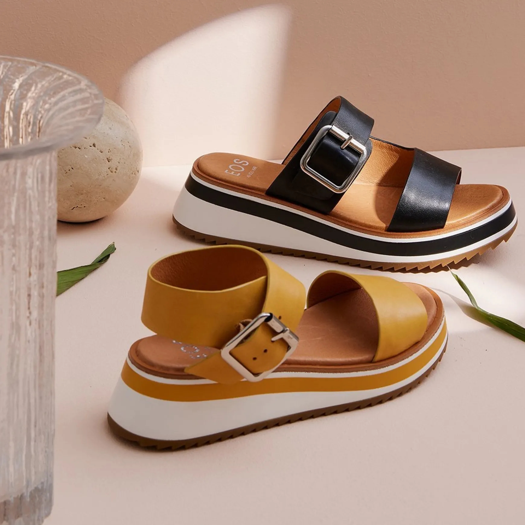 SPORTY LEATHER WEDGE SANDAL>EOS Footwear Cheap